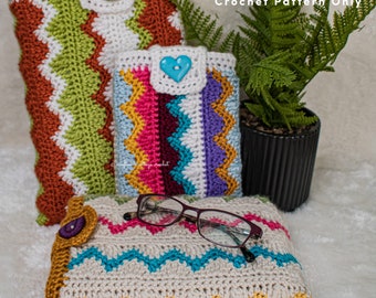 Zig Zag Book Sleeve crochet pattern, gift for book lovers and readers, tablet cover, iPad cover, kindle cover