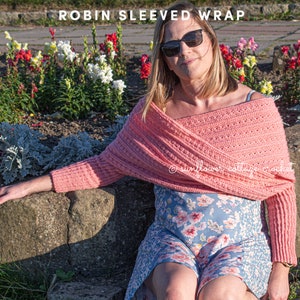 Robin Sleeved Wrap, women's size inclusive sweater scarf, xs to 5xl, crochet pattern only image 4