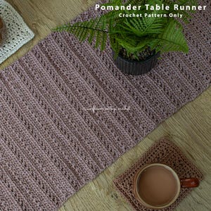 Rustic crochet table runner pattern suitable for confident beginners | PDF crochet pattern only | Easy crochet | Pomander table runner.