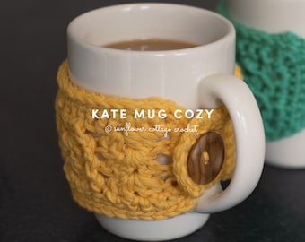 Kate Mug Cozy | cup cozy | easily adjustable pdf crochet pattern suitable for adventurous beginners | quick gift idea for her