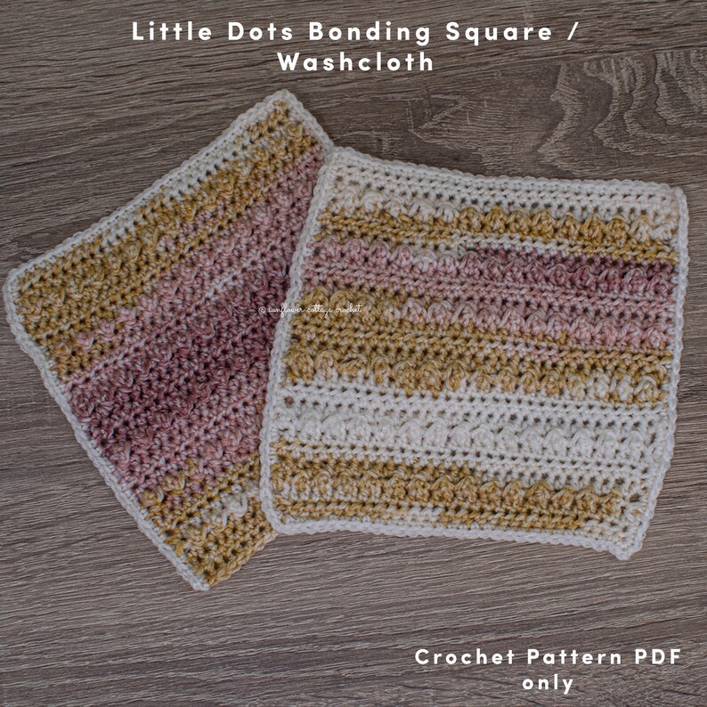 Little Dots Bonding Square for premature babies / general washcloth, crochet pattern PDF only, great gift idea for any age image 10