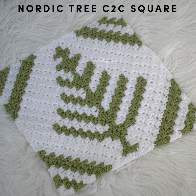 Nordic Christmas tree, Corner to corner, crochet afghan square pattern bild 4