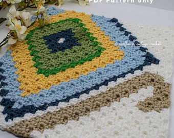 Granny Square C2C Square, afghan block PDF Pattern only, blanket square, corner to corner, confident beginner pattern