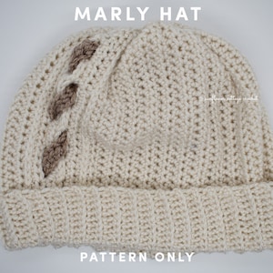 Marly hat, crochet beanie PDF Pattern, women's size XS to XL