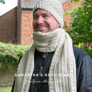 Samantha's Hope Scarf, mens scarf crochet pattern, Unisex image 7