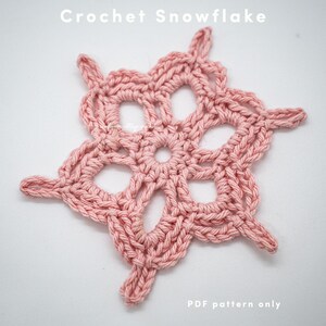 Crochet snowflake PDF Pattern , easy Christmas decoration, appliqué, make with any yarn and hook size, 10 minute pattern image 9