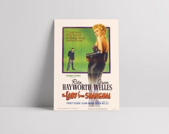 La signora di Shanghai (1947): Orson Welles, Rita Hayworth - Locandina cinematografica restaurata in seta semilucida di alta qualità