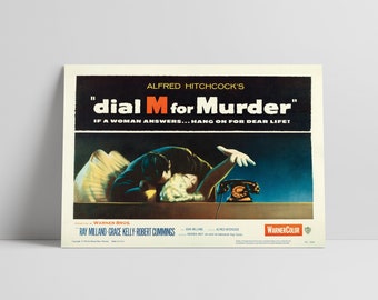 Il delitto perfetto (Dial M for Murder) del 1954: Grace Kelly, Ray Milland, Alfred Hitchcock - Locandina cinematografica restaurata di alta qualità su carta serigrafata semilucida.