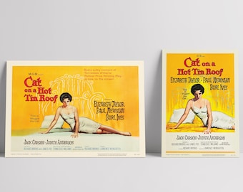 Cat on a Hot Tin Roof 1958: Elizabeth Taylor - Restored Premium Semi-Glossy Silk Movie Poster - 2 Options
