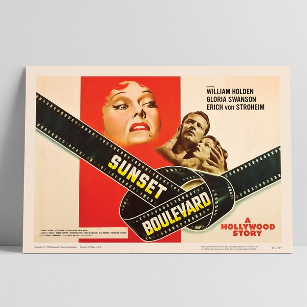 Sunset Blvd. 1950: Billy Wilder, Gloria Swanson - Restored Premium Semi-Glossy Silk Movie Poster Print