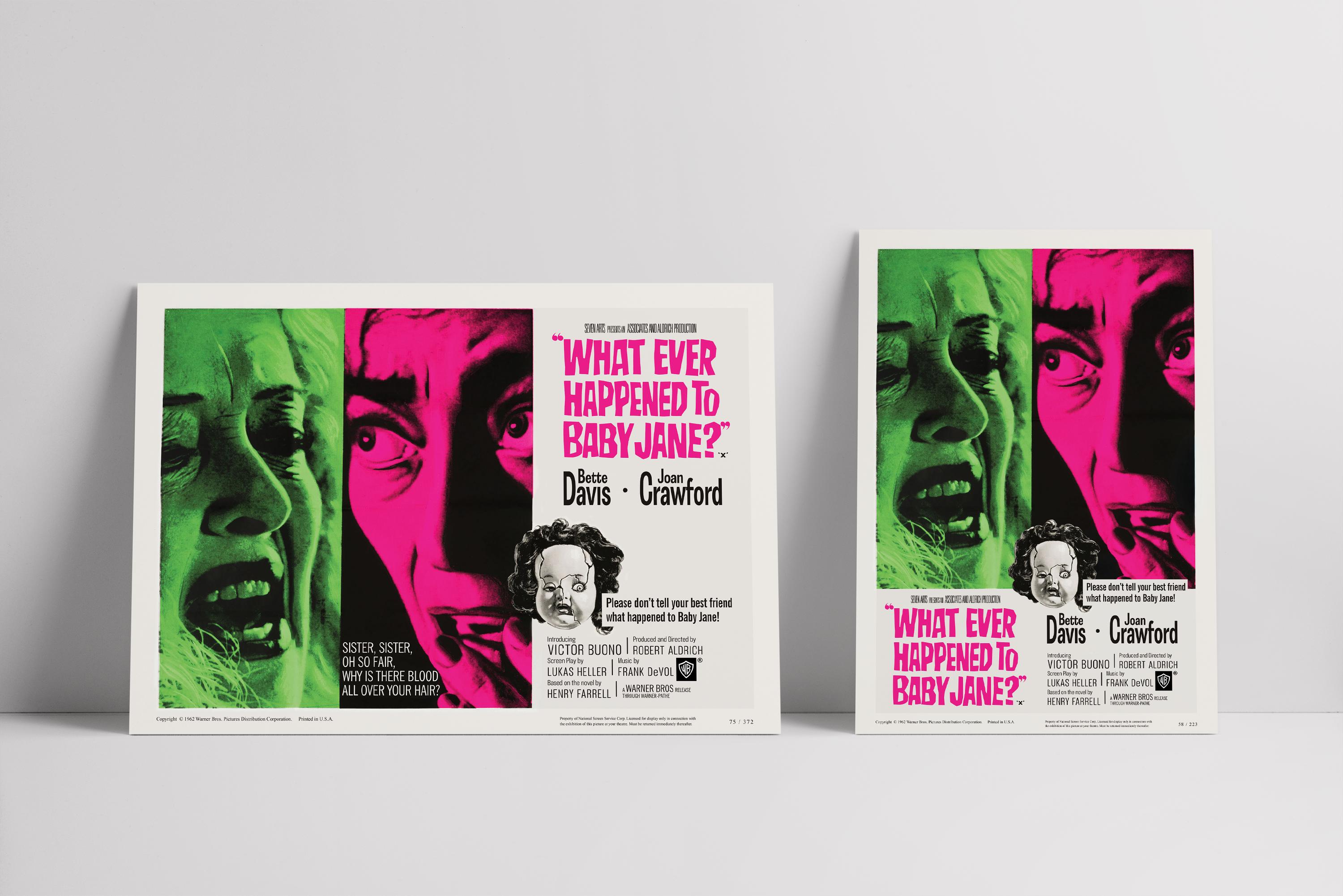What Ever Happened to Baby Jane 1962: Bette Davis, Joan Crawford - Restored Premium Semi-Glossy Silk Movie Poster - 2 Options