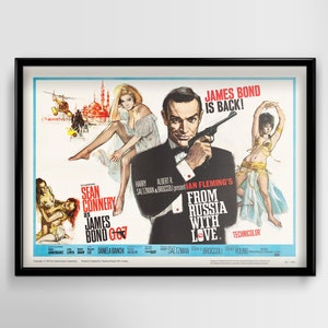 From Russia with Love 1963: Ian Fleming, James Bond, 007 - Restored Premium Wooden Black Framed Movie Poster Print