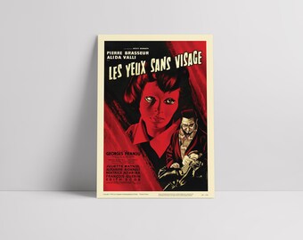 Occhi senza volto (Les Yeux sans visage) 1960: Georges Franju - Poster cinematografico francese restaurato in seta semilucida di alta qualità
