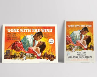 Via col vento 1939: Clark Gable, Vivien Leigh - Poster cinematografico restaurato in seta semilucida di alta qualità - 2 opzioni