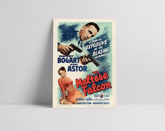 Il falcone maltese 1941: Humphrey Bogart, Mary Astor - Poster cinematografico restaurato in seta semilucida di alta qualità - Versione 2