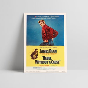 Rebel Without a Cause 1955: James Dean - Restored Premium Semi-Glossy Silk Movie Poster Print - Version 2