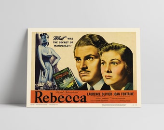 Rebecca 1940: Laurence Olivier, Alfred Hitchcock - Poster cinematografico restaurato in seta semilucida di alta qualità