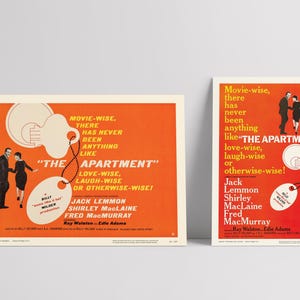 The Apartment 1960: Jack Lemmon, Shirley MacLaine - Restored Premium Semi-Glossy Silk Movie Poster - 2 Options