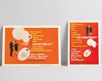 The Apartment 1960: Jack Lemmon, Shirley MacLaine - Restored Premium Semi-Glossy Silk Movie Poster - 2 Options