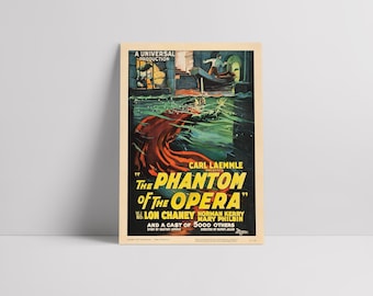 Il Fantasma dell'Opera 1925: Lon Chaney - Locandina cinematografica restaurata in seta semilucida di alta qualità