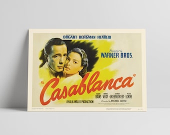 カサブランカの映画ポスター：ハンフリー・ボガート＆イングリッド