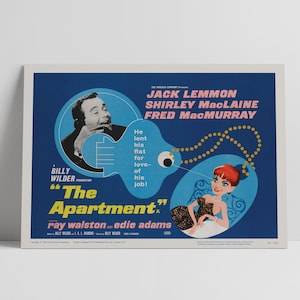 The Apartment 1960: Jack Lemmon, Shirley MacLaine - Restored Premium Semi-Glossy Silk Movie Poster - Version 2