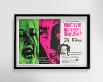 What Ever Happened to Baby Jane 1962: Bette Davis, Joan Crawford - Restored Premium Wooden Black Framed Movie Poster Print - Version 2