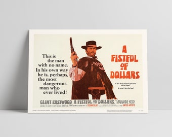 Per un pugno di dollari (1964): Clint Eastwood - Locandina cinematografica restaurata in seta semilucida di alta qualità
