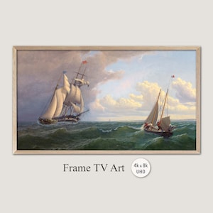 Samsung Frame TV Art: William Bradford Whaler Painting (Digital Download)