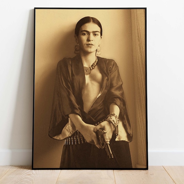 Frida Kahlo with a Gun, Downloadable Poster, Printable Art, Instant Download, Downloadable Art Print, Printable Poster, Instant Download