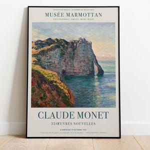Claude Monet Exhibition Poster, The Cliff of Aval, Etretat, Downloadable Art Print, Instant Download