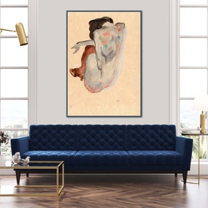 Egon Schiele Crouching Nude in Shoes and Black Stockings, 1912