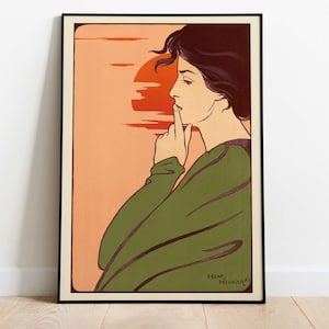 Henri Meunier, Vintage Art Nouveau Poster - L&#39;Heure du Silence, Art Print, Instant Download