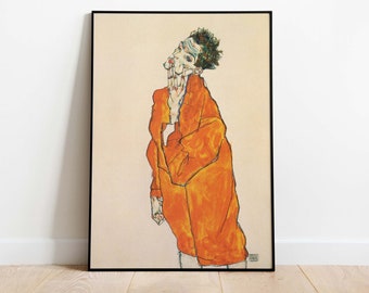Egon Schiele - Selbstbildnis in oranger Jacke, Downloadable Poster, Printable Art, Instant Download