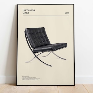 Barcelona Chair Poster, Ludwig Mies van der Rohe, Furniture Bauhaus Design, Downloadable Art Print, Instant Download