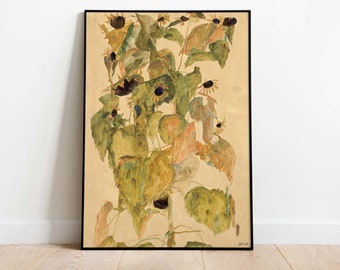 Egon Schiele - Sunflowers, 1911, Downloadable Poster, Printable Art, Instant Download