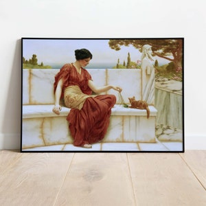 John William Godward - The Favourite, Printable Poster, Downloadable Art Print, Instant Download.