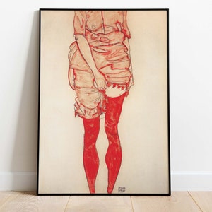Egon Schiele - Stationary Woman in Red, Downloadable Poster, Printable Art, Instant Download