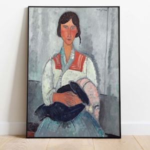 Póster amedeo Modigliani, Mujer gitana con bebé, Arte descargable, Póster imprimible, Descarga instantánea