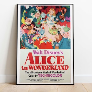 Alicja w Krainie Czarów, plakat filmowy w stylu vintage, wydruk artystyczny do pobrania, natychmiastowe pobranie