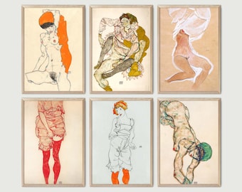 Set of 6 Posters - Egon Schiele, Downloadable Art Print, Instant Download