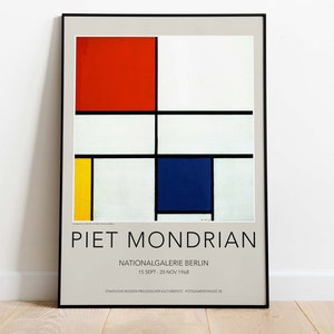 Piet Mondrian Exhibition Poster, Composition C (No.III) with Red, Yellow and Blue, Downloadable Art Print, Instant Download