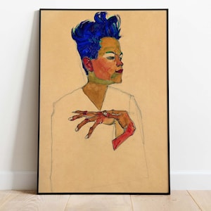 Egon Schiele - Self Portrait with Hands on Chest, Downloadable Poster, Printable Art, Instant Download