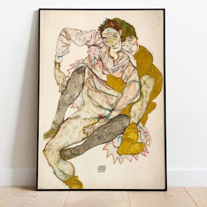 Egon Schiele - Sitzendes Paar, herunterladbares Poster, druckbare Kunst, Sofort Download