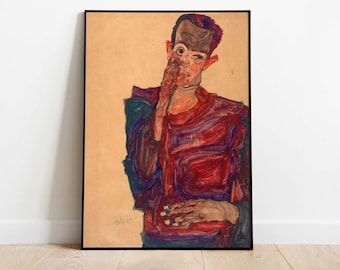 Egon Schiele - Self-Portrait with Eyelid Pulled Down, Downloadable Poster, Printable Art, Instant Download
