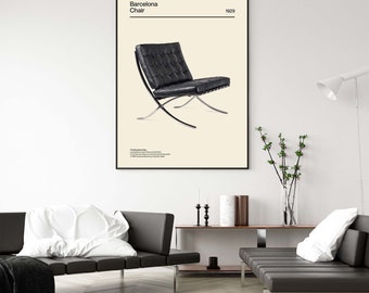 Barcelona Chair Poster, Ludwig Mies Van Der Rohe, Furniture