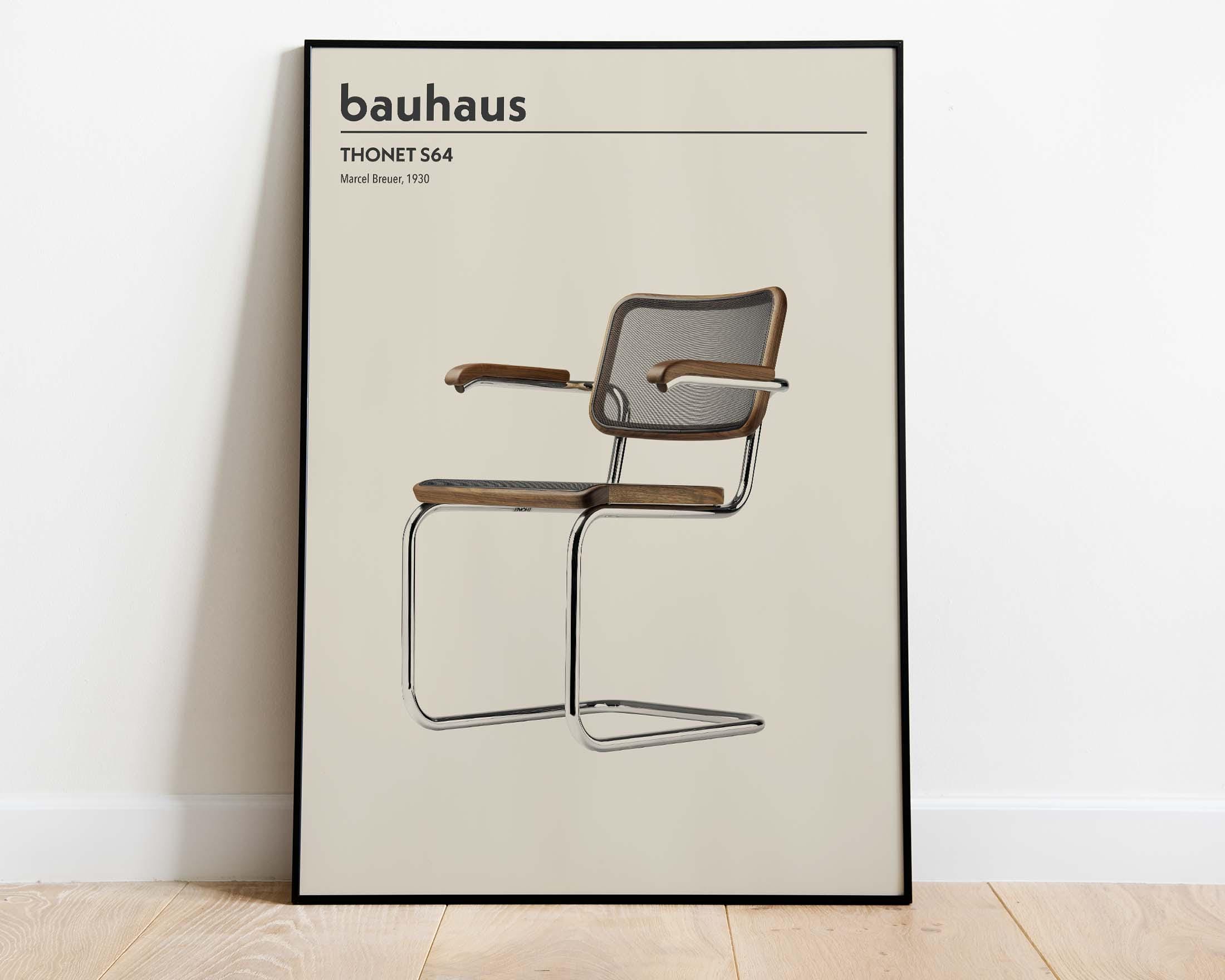 ビンテージ！THONET(トーネット)ドイツ家具 超希少！ポスターbauhaus トーネット S64 チェア プリント：バウハウス家具デザイン（デジタル