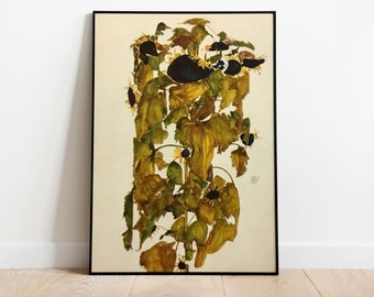 Egon Schiele - Sunflowers, 1911, Downloadable Poster, Printable Art, Instant Download