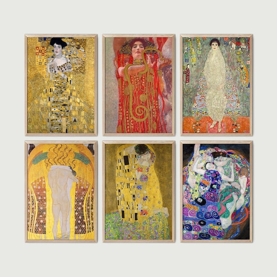 KLIMT 6 Posters セット Gustav Klimt Prints Set of 6 - Gallery Wall Set, Gustav