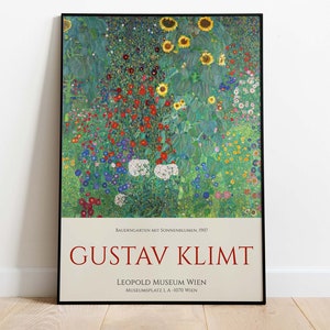 Gustav Klimt Exhibition Poster - Bauerngarten mit Sonnenblumen, Printable Poster, Art Print, Instant Download